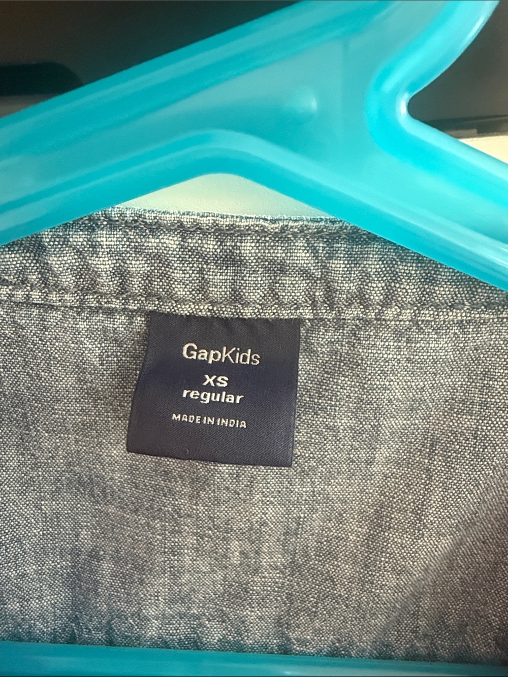GAP Light Blue Denim Ruffle Button-Up Top - Picture 2 of 5